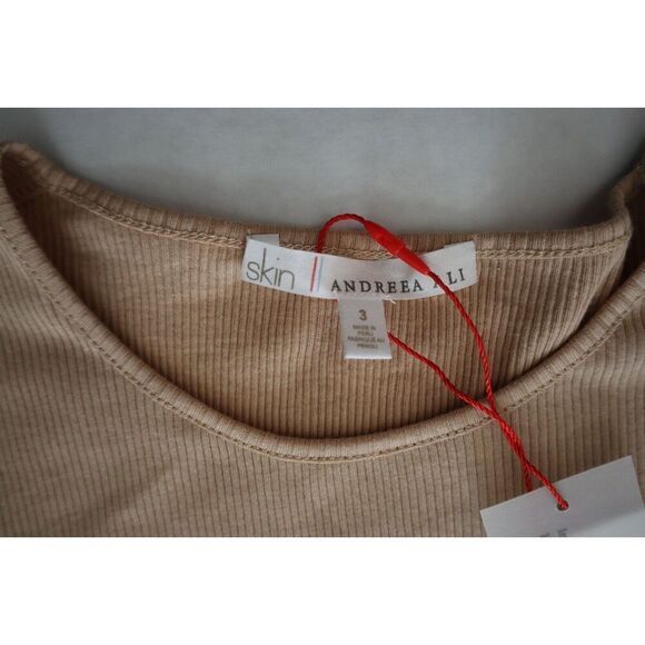 Skin x Andreea Ali PR18 Women Sz 3 (Large) Sand Long Sleeve Ribbed Crop Top - Picture 3 of 9
